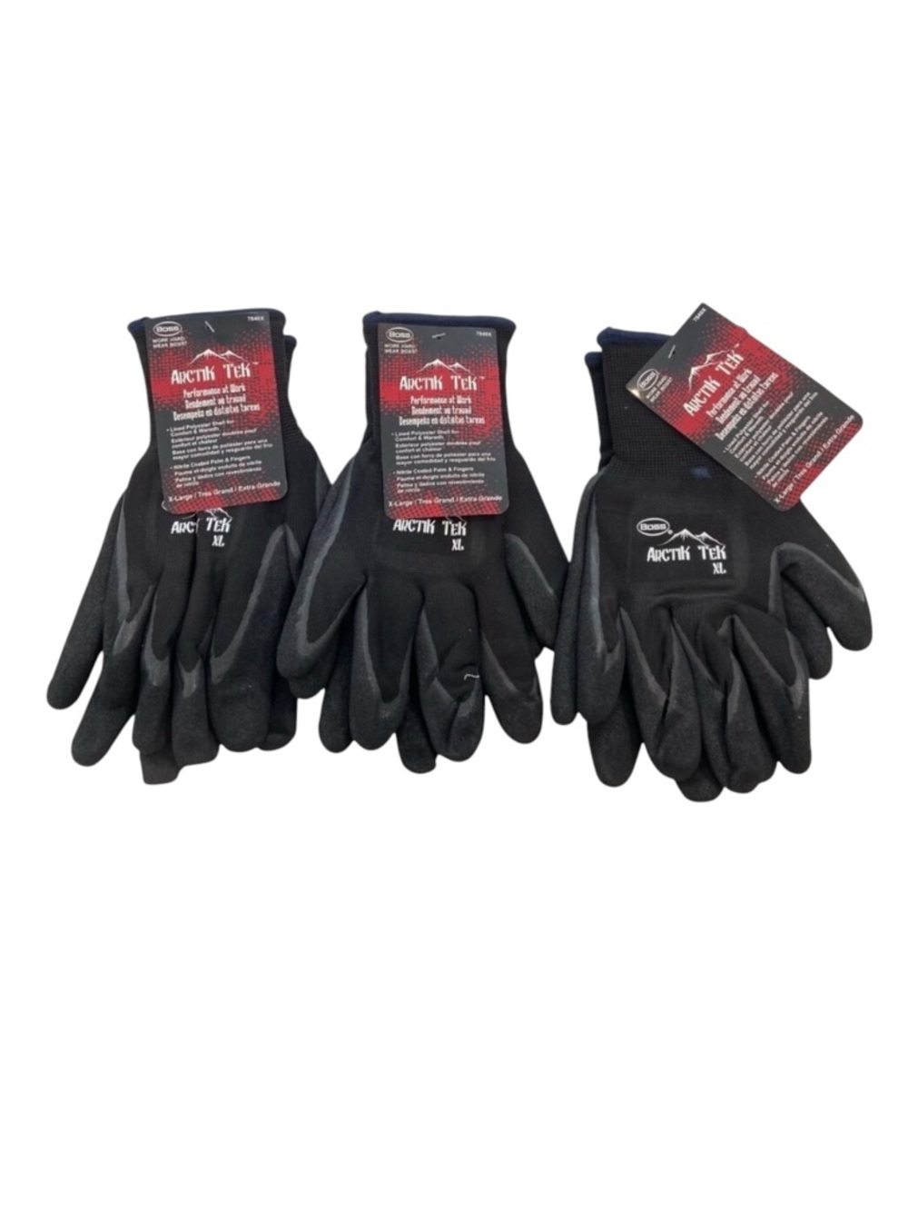 New Boss Arctik Tek XL Work Gloves Pack Of 3 Nitrile Coated Palm & Fingers For C